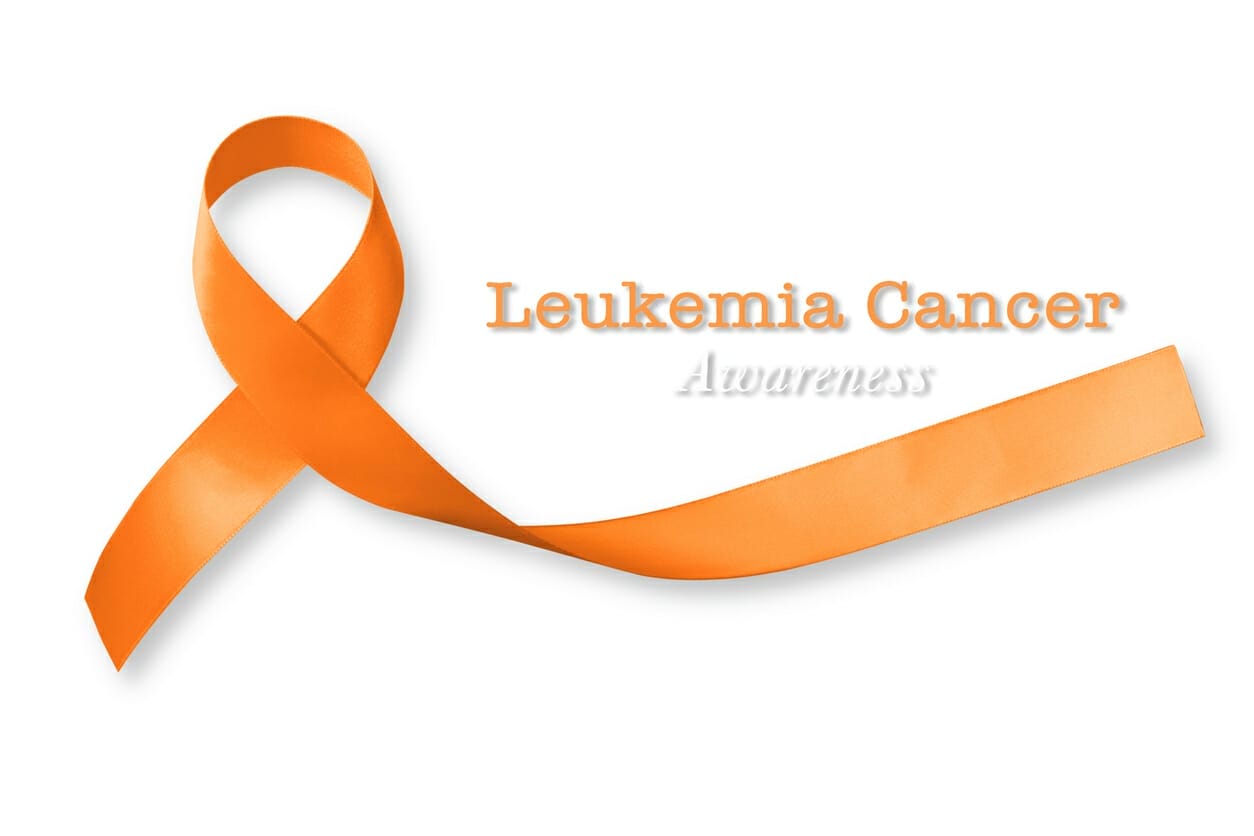 Leukemia cancer awareness orange color ribbon isolated on white background with clipping path