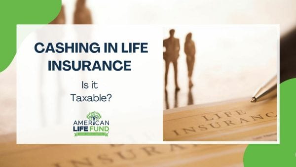 Blog feature image with a pen and a paper with american life fund agents in the background and a caption that says cashing in life insurance