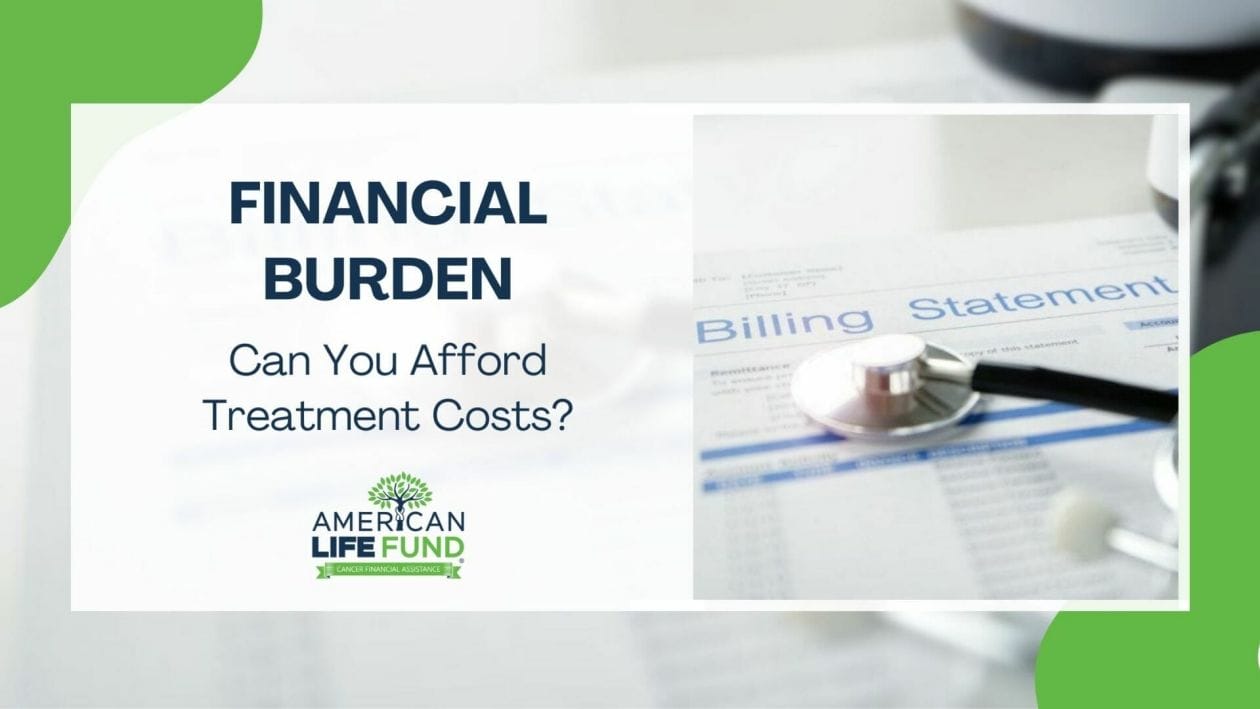 Blog feature image with a billing statement document and a stethoscope on a table and a caption that says financial burden