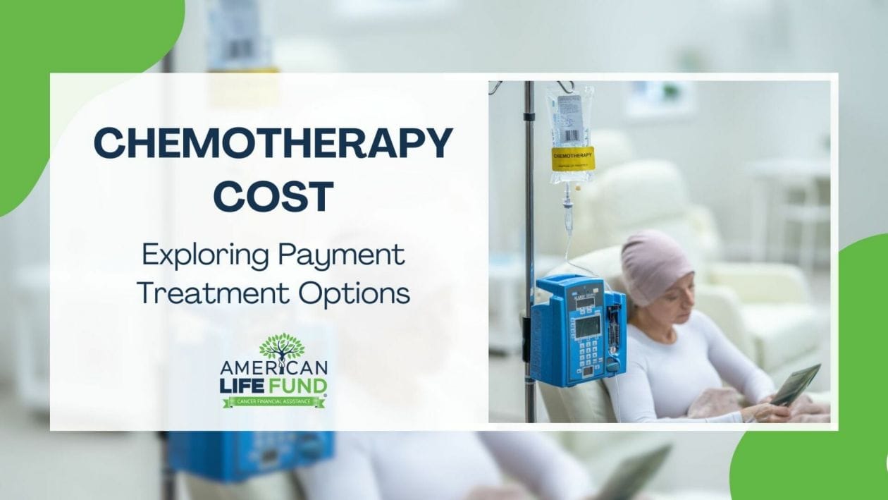 Blog feature image with a woman in a hospital bed with a tablet and a caption that says chemotherapy cost