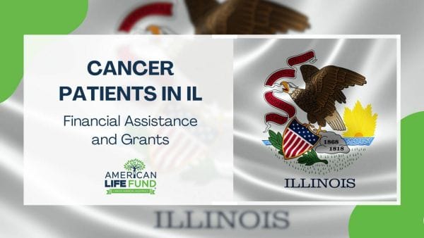 Blog feature image with a flag and an eagle and a caption that says cancer patients in illinois