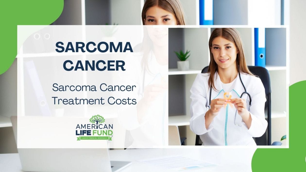Healthcare professional discusses Sarcoma Cancer Treatment Costs with a hopeful patient in a clinic setting, promoting financial assistance options.